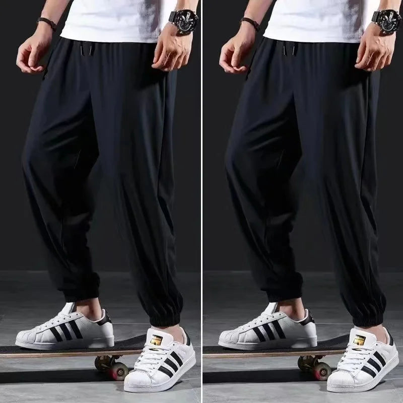 Quick-drying Ice Silk Ultra-thin Elastic Nine-point loose Pants