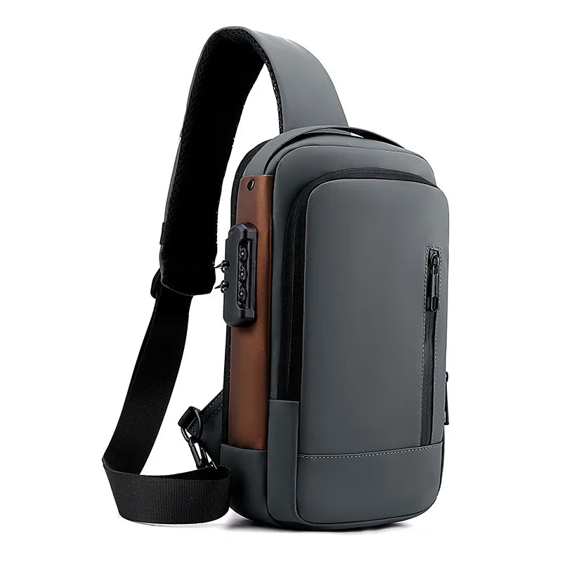 Men's  Anti-Theft Sling Bag Waterproof Usb Crossbody Bag