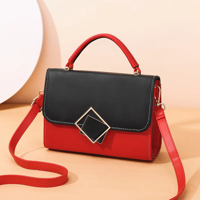 Korean style shoulder bag trend design stripe hit color handbag