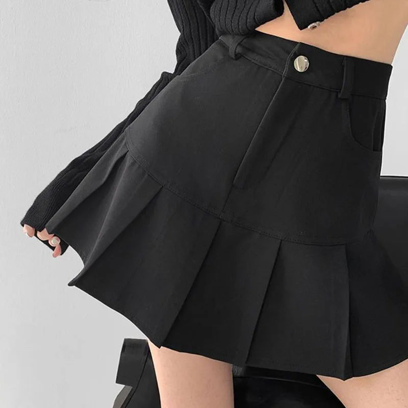 Korean Fashion Pleated Mini Skirt High Waist Chic