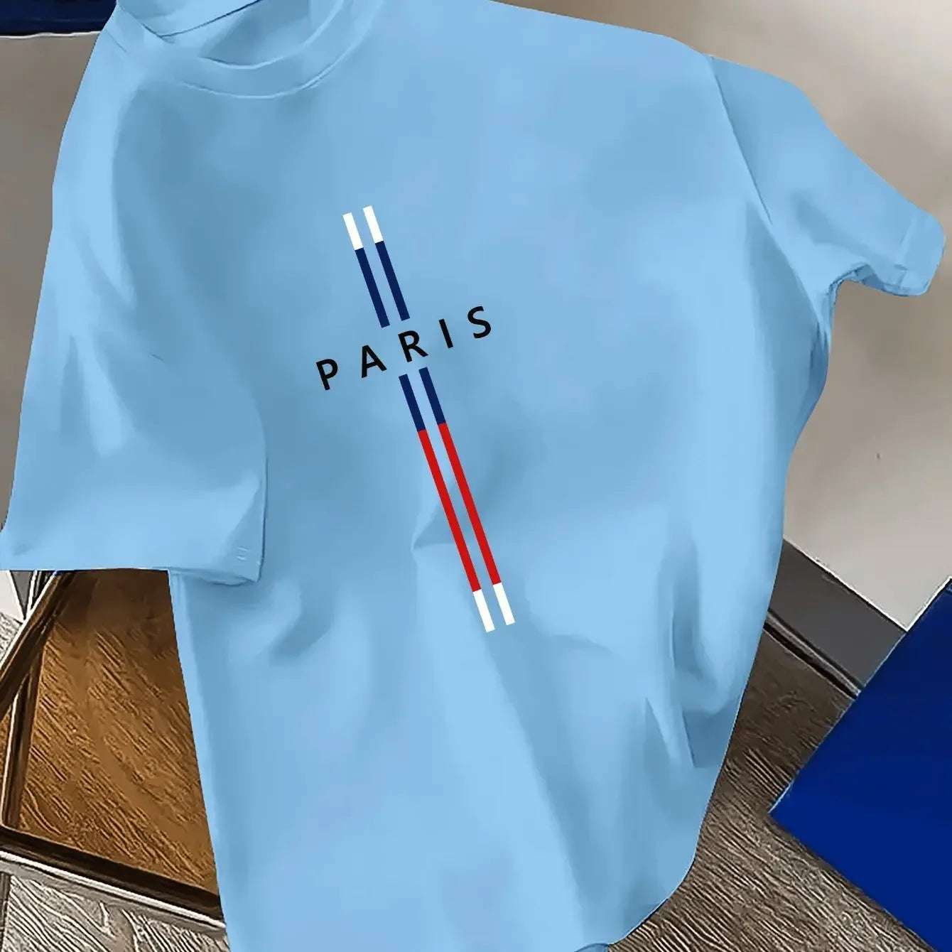 Paris Print Men’s T-Shirt Cotton, Loose Fit
