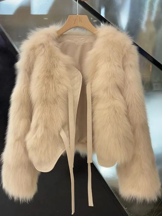 Faux Fur Coat Fashion Loose Plush Outerwear Female