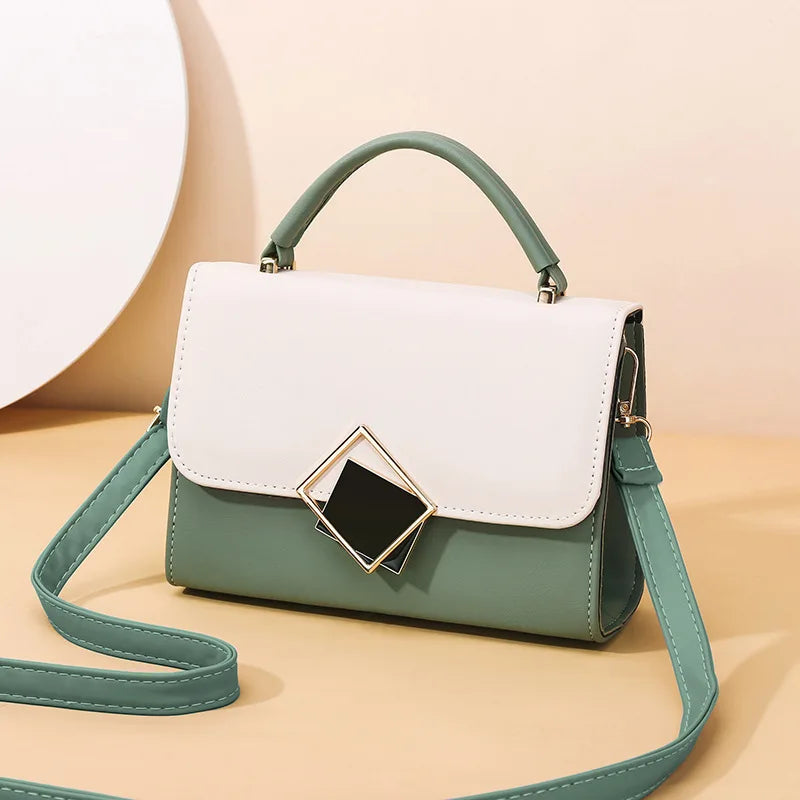 Korean style shoulder bag trend design stripe hit color handbag