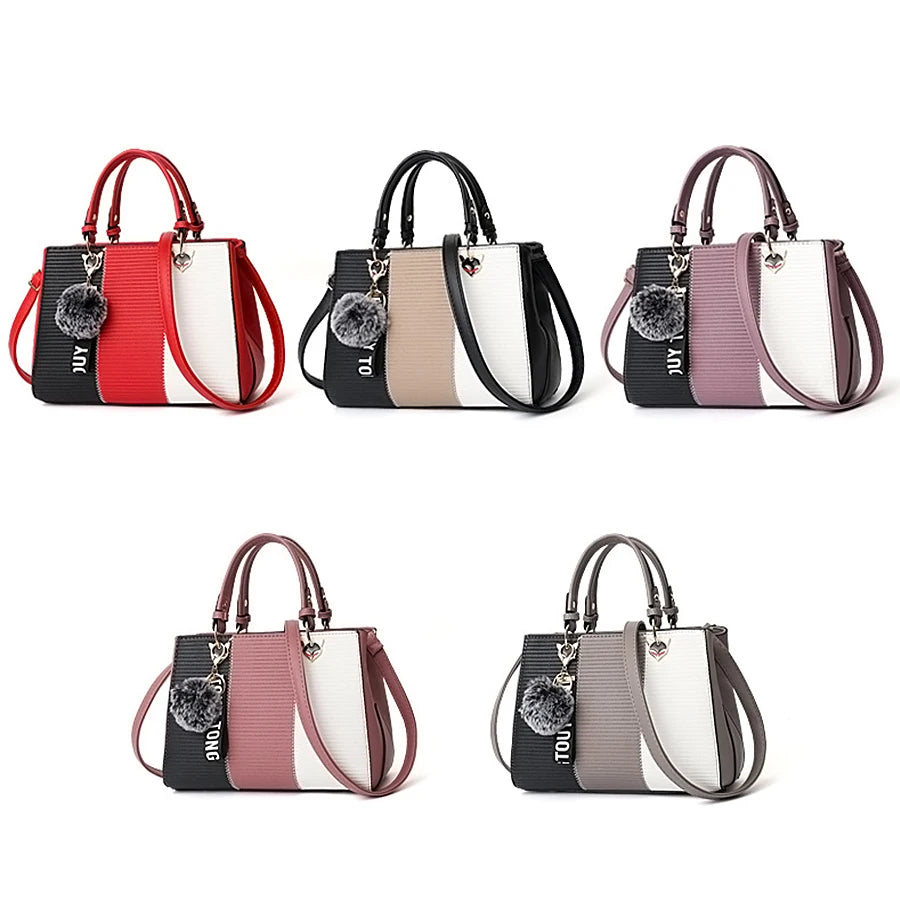 Korean Fashion trend design stripe hit color handbag shoulder bag