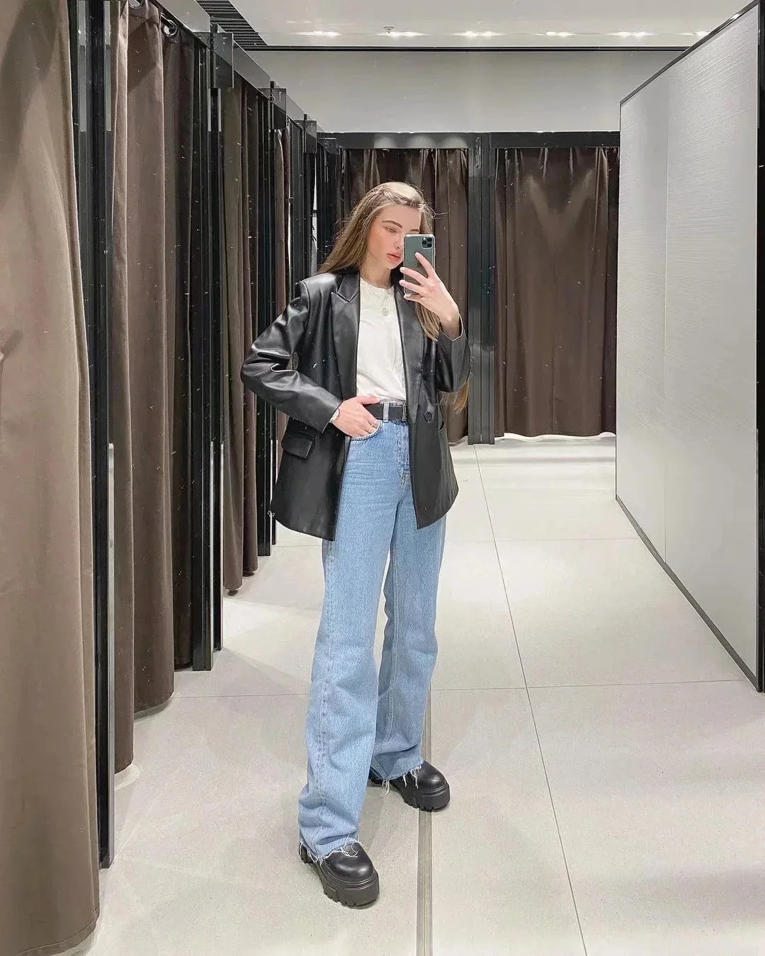 Women's Denim High Waist Baggy Jeans Fall Pants