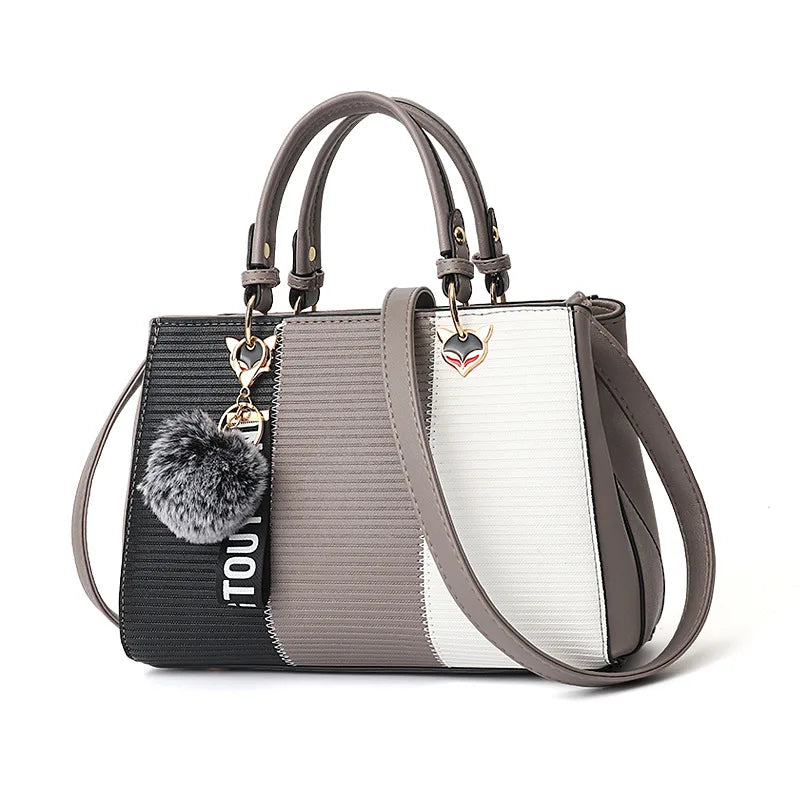 Korean Fashion trend design stripe hit color handbag shoulder bag