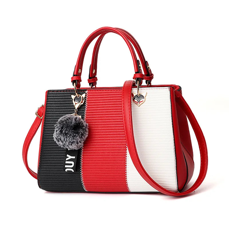 Korean Fashion trend design stripe hit color handbag shoulder bag