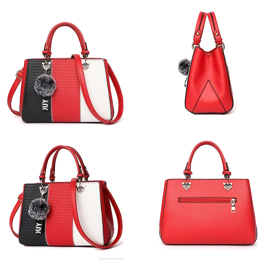Korean Fashion trend design stripe hit color handbag shoulder bag