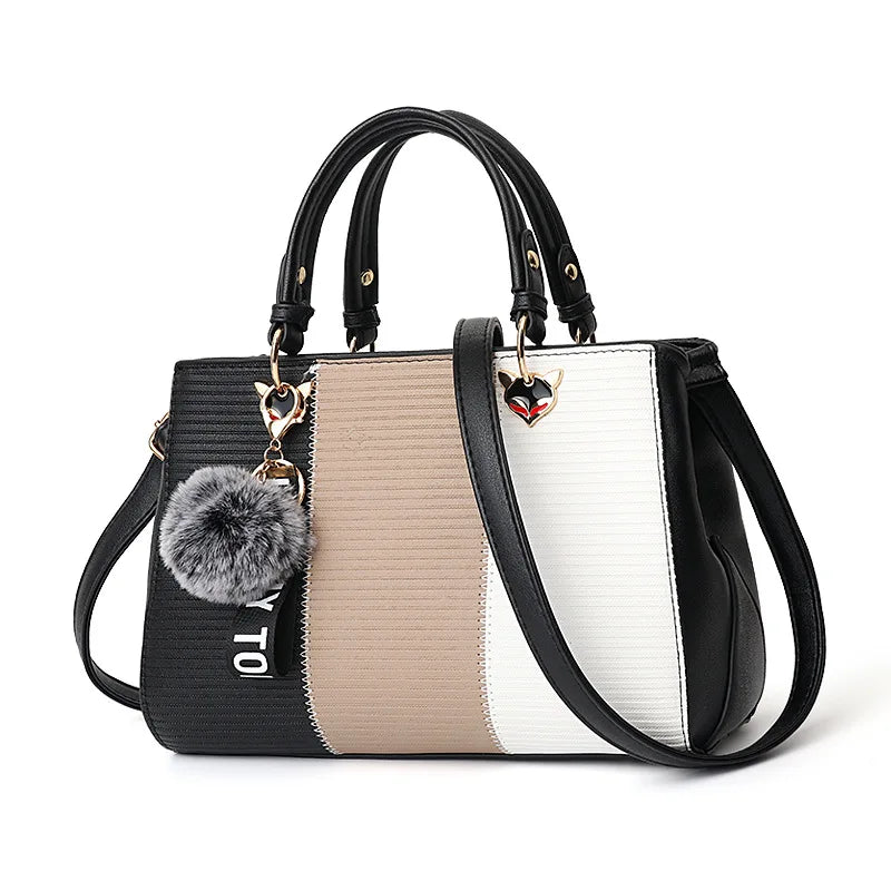 Korean Fashion trend design stripe hit color handbag shoulder bag