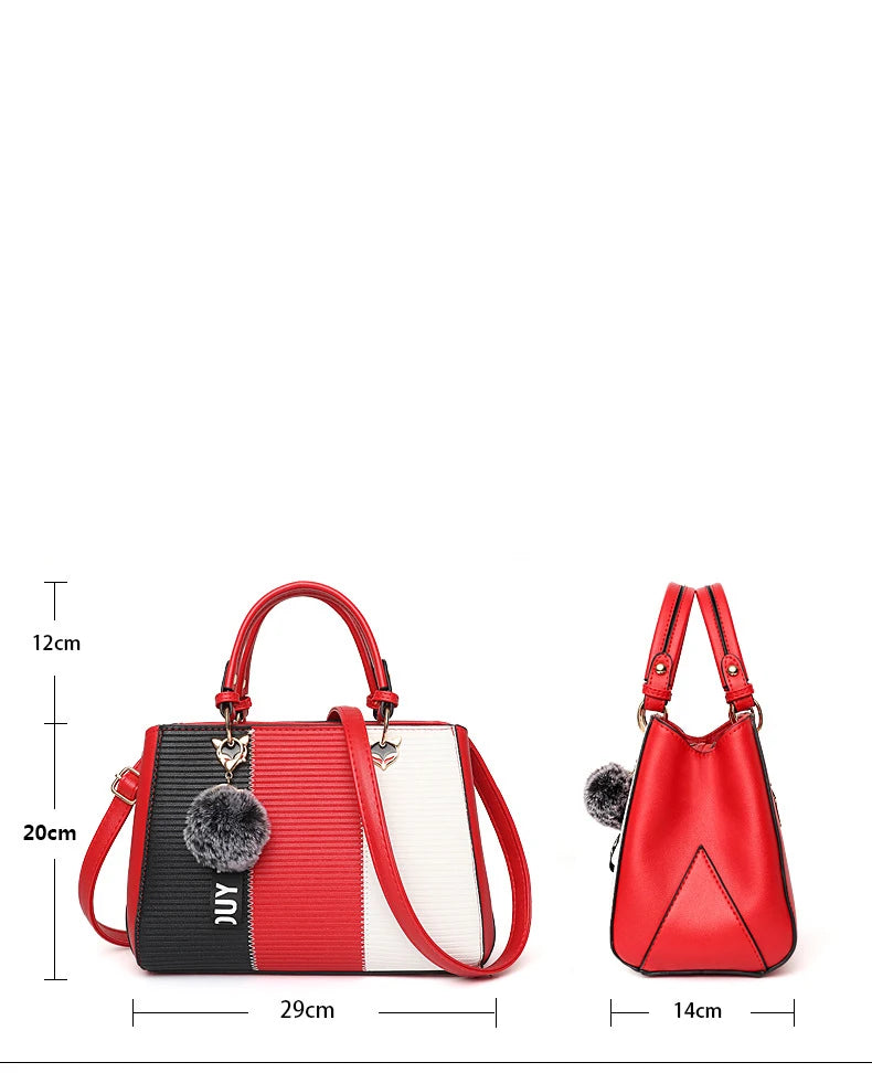 Korean Fashion trend design stripe hit color handbag shoulder bag