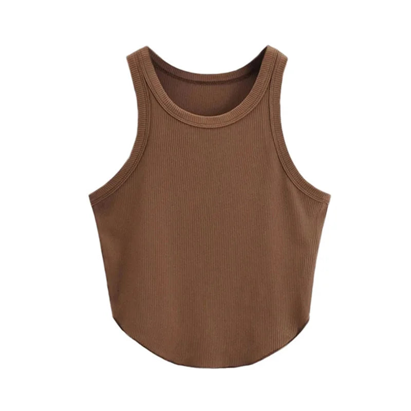 Knitted Crop Top Round Neck