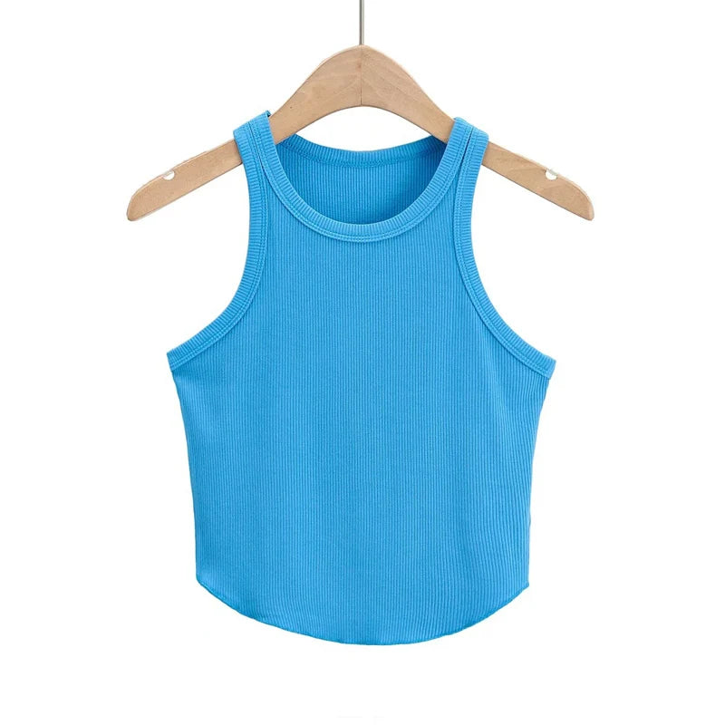 Knitted Crop Top Round Neck