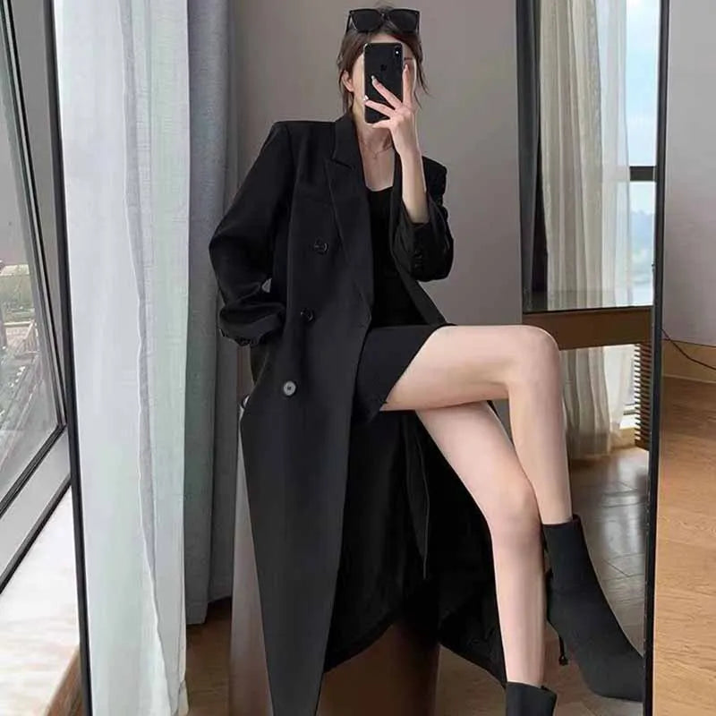 Korean Style Chic Long Blazer Coat