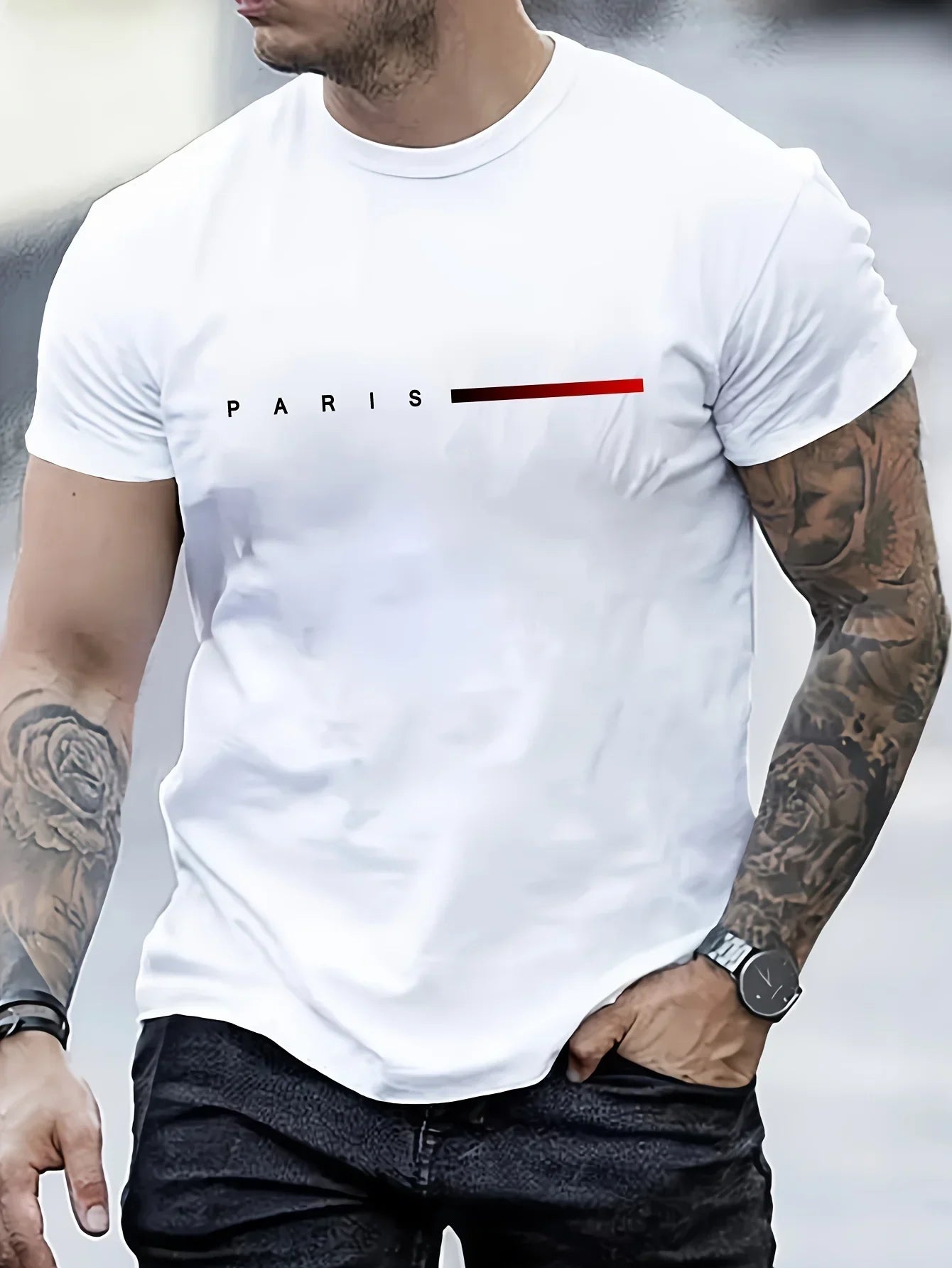 Creative Letter Print Tee Men’s Summer Top