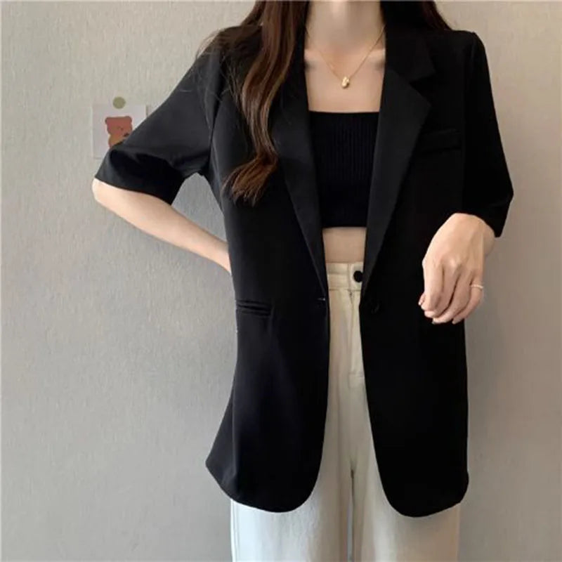 2025 Korean Summer Blazer Loose Short Sleeve Chic