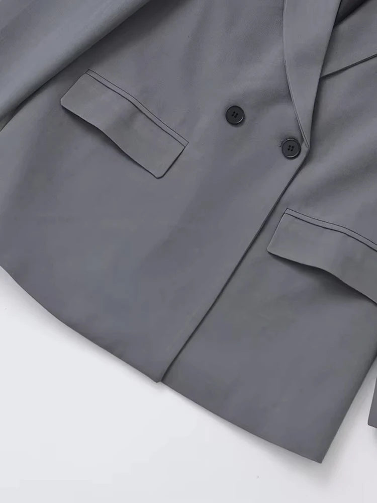 Trendy Double Breasted Blazer Workwear Style