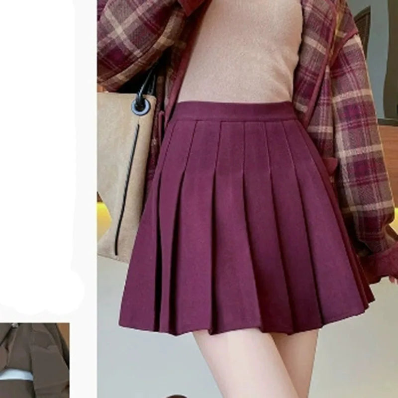 High Waist A-Line Mini Skirt Korean Preppy Side Zipper