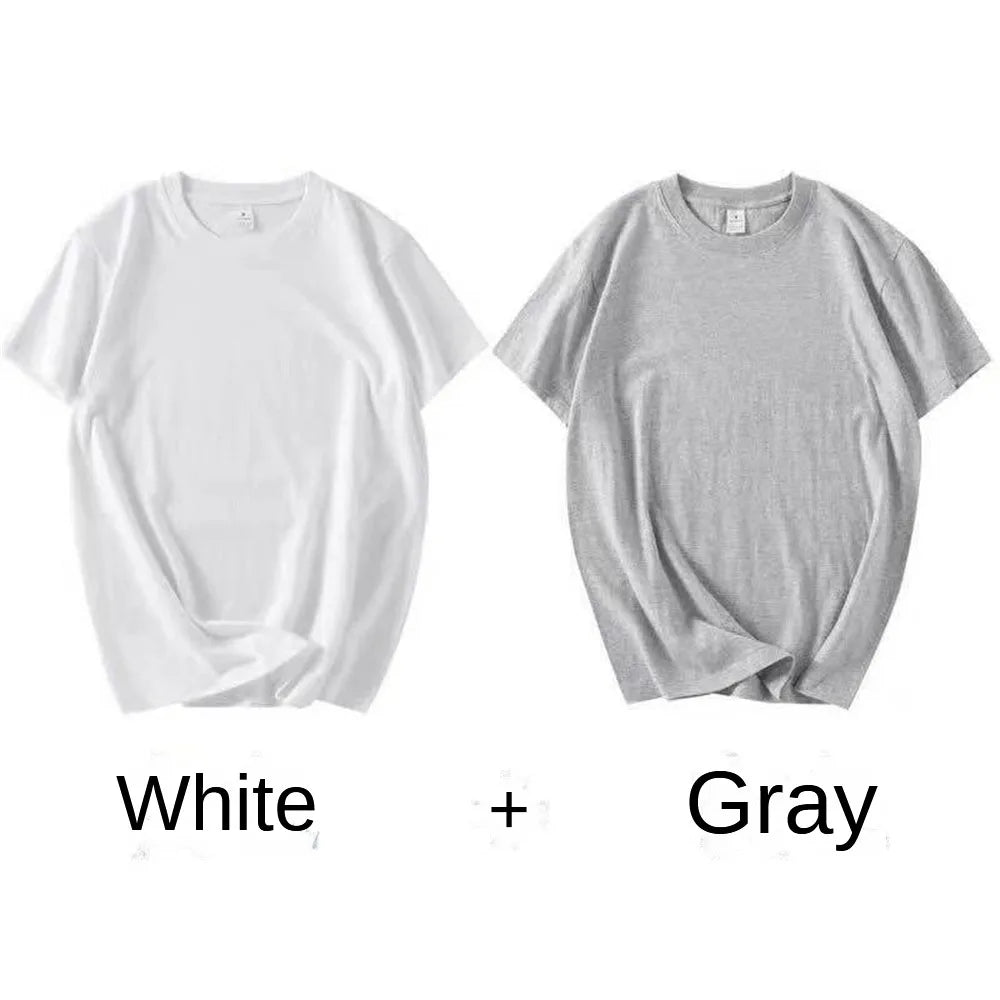 2PCS Cotton Solid Unisex T Shirts