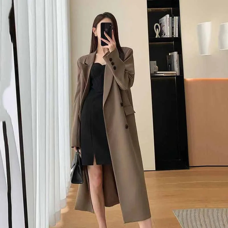 Korean Style Chic Long Blazer Coat