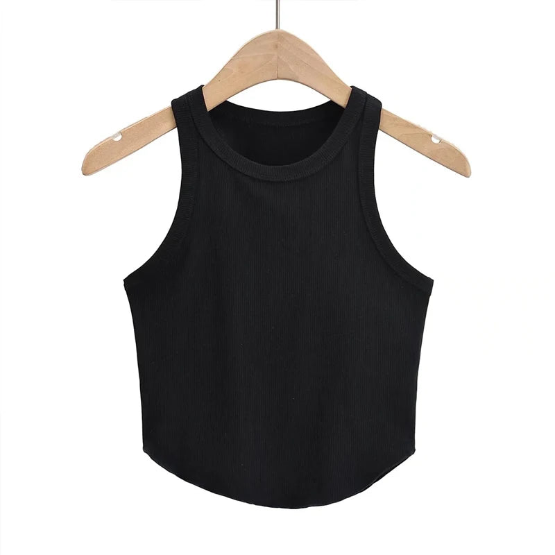 Knitted Crop Top Round Neck