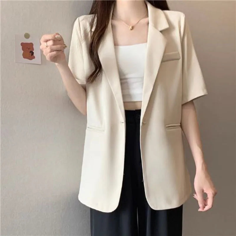2025 Korean Summer Blazer Loose Short Sleeve Chic