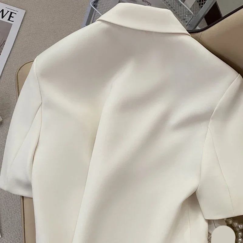 Shorts Sleeve Notched Neck Office Work Casual Blazer
