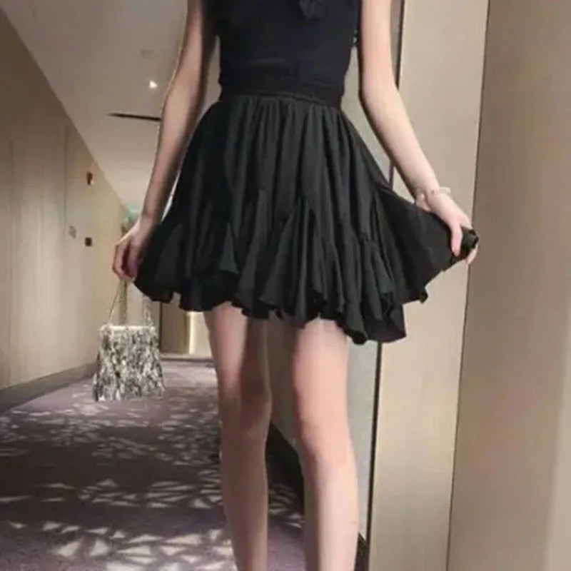 Summer Elegant Fluffy High Waist A-Line Skirts for Women
