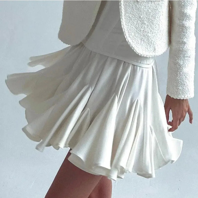 Summer Elegant Fluffy High Waist A-Line Skirts for Women