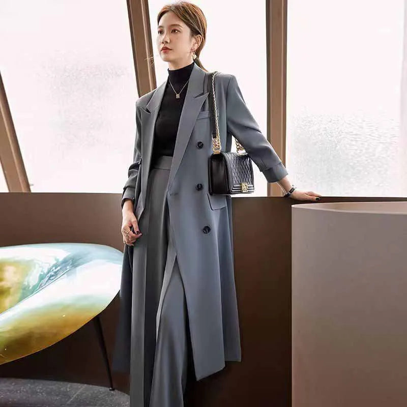 Korean Style Chic Long Blazer Coat