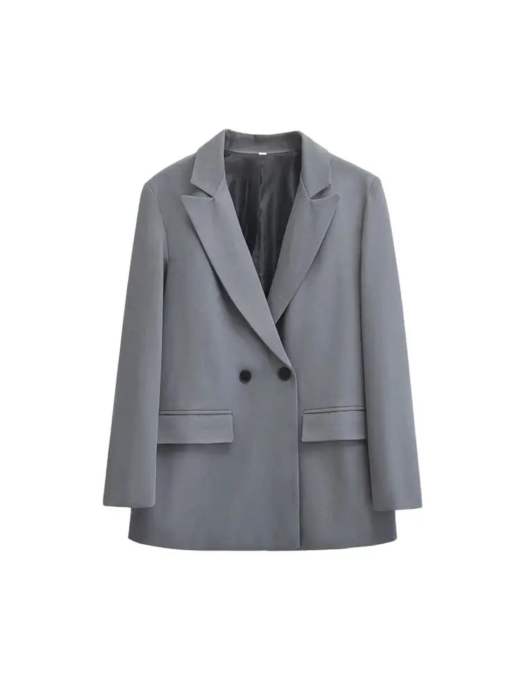 Trendy Double Breasted Blazer Workwear Style