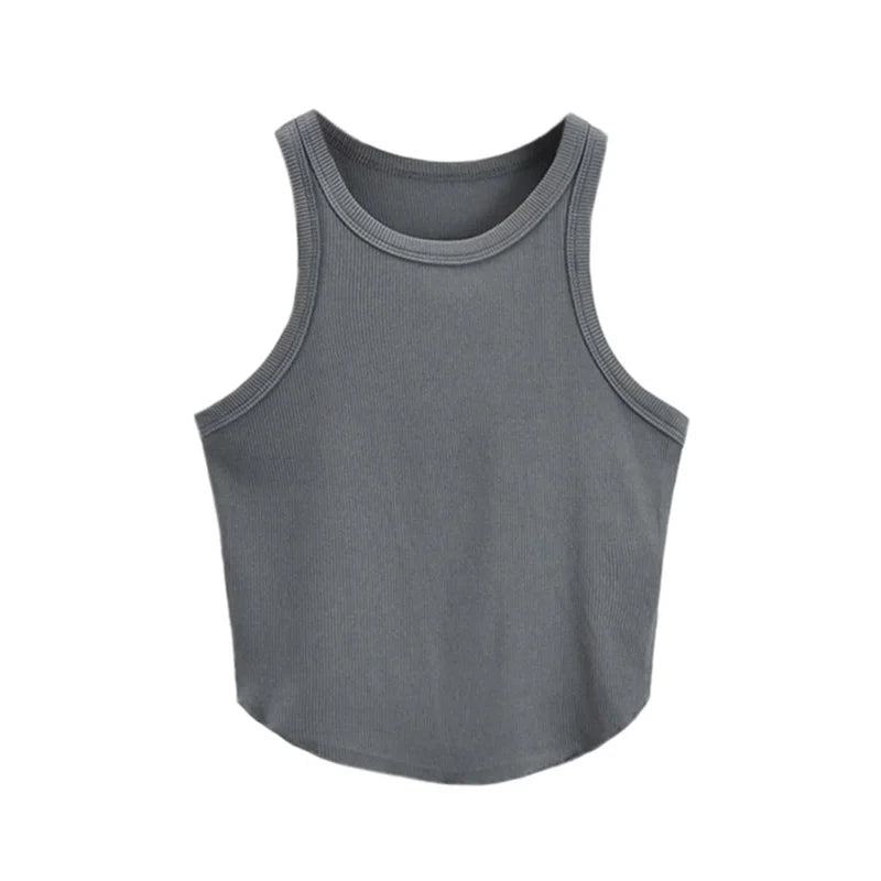 Knitted Crop Top Round Neck