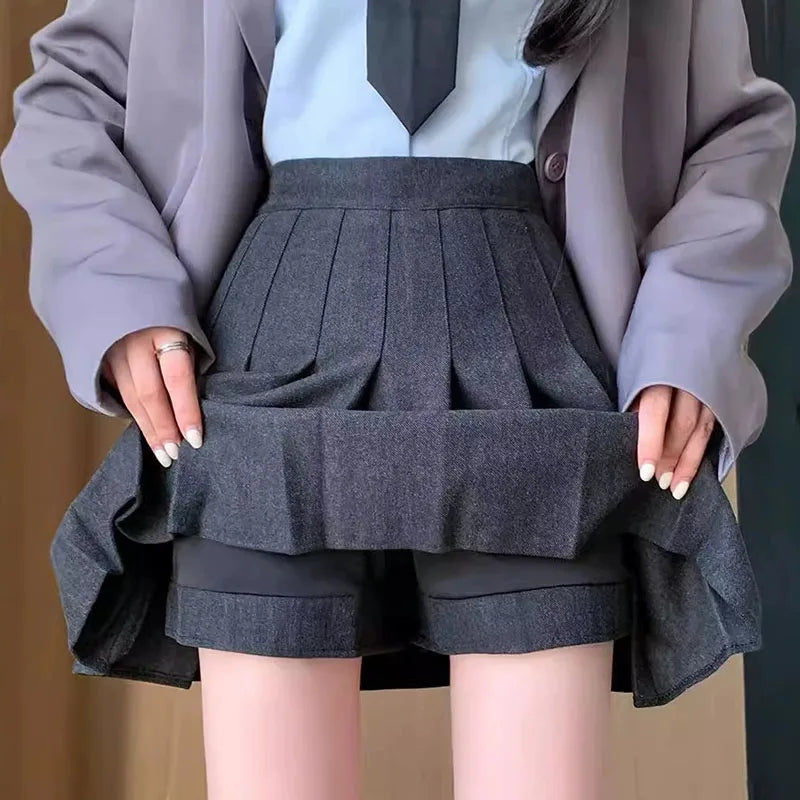 High Waist A-Line Mini Skirt Korean Preppy Side Zipper