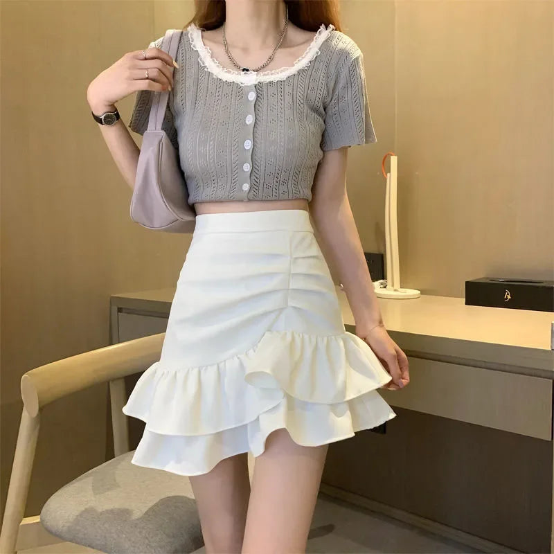Trendy Ruffle Hem Mini Skirt