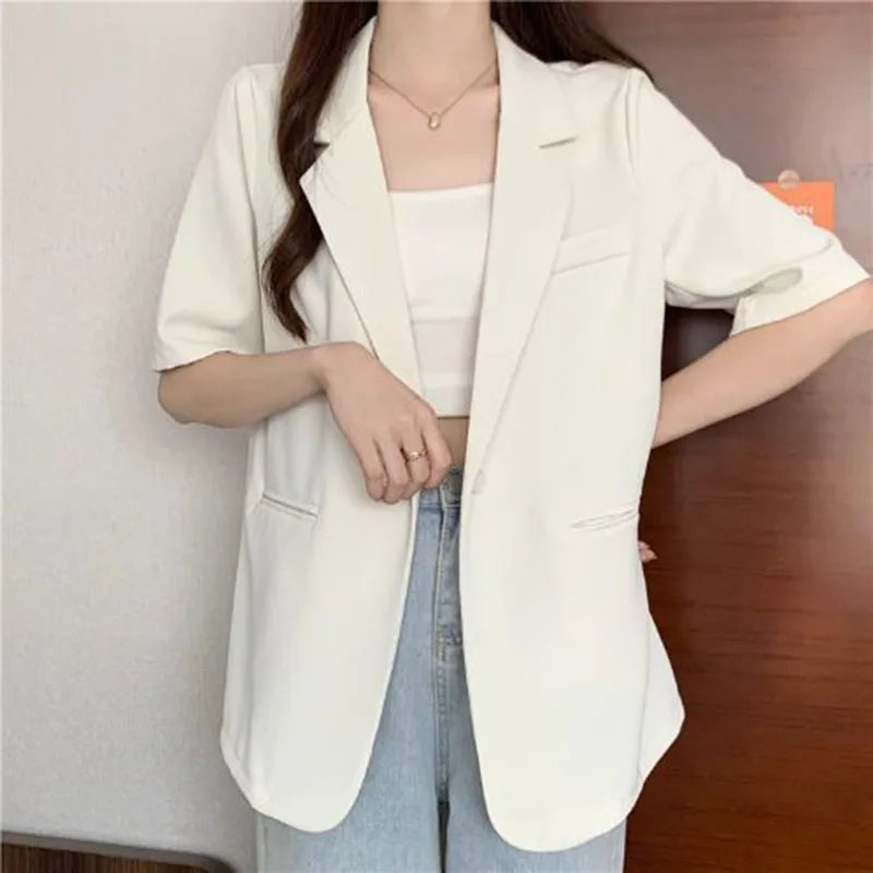 2025 Korean Summer Blazer Loose Short Sleeve Chic