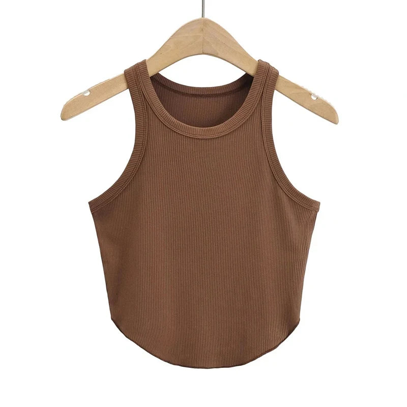 Knitted Crop Top Round Neck