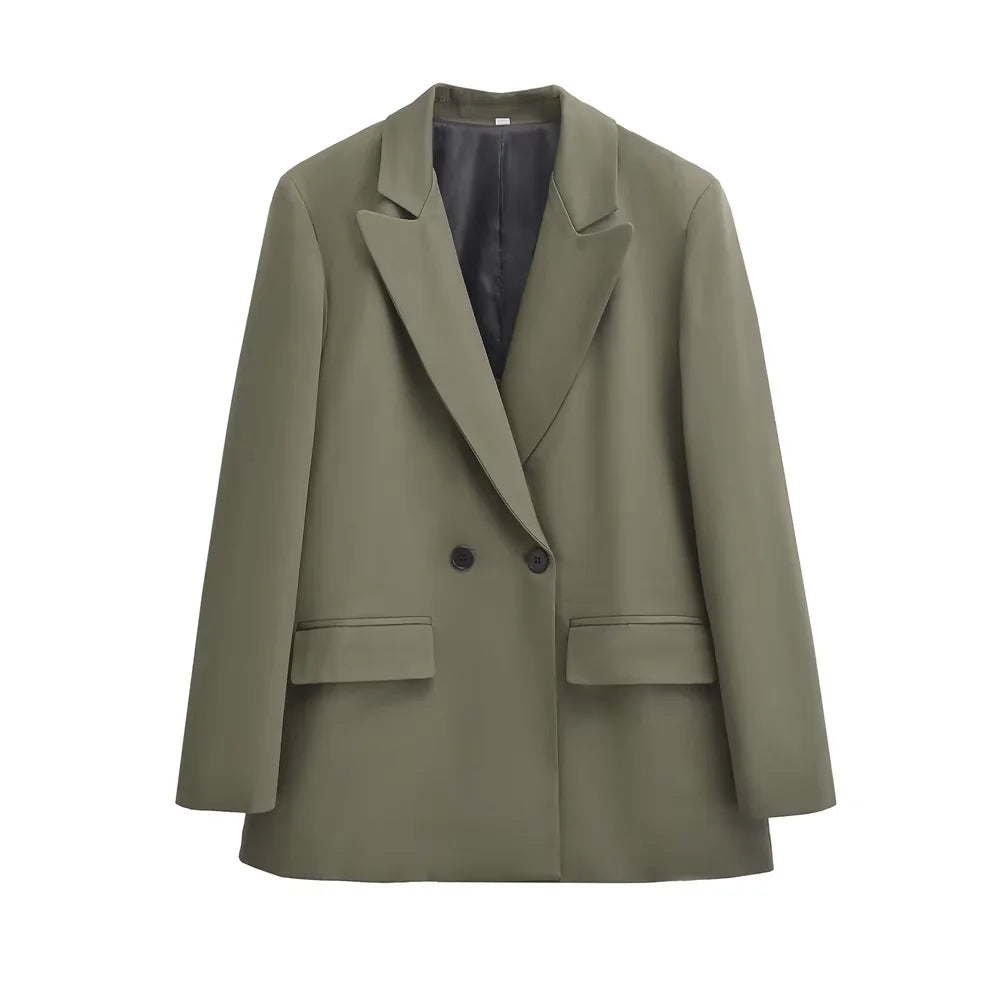 Trendy Double Breasted Blazer Workwear Style
