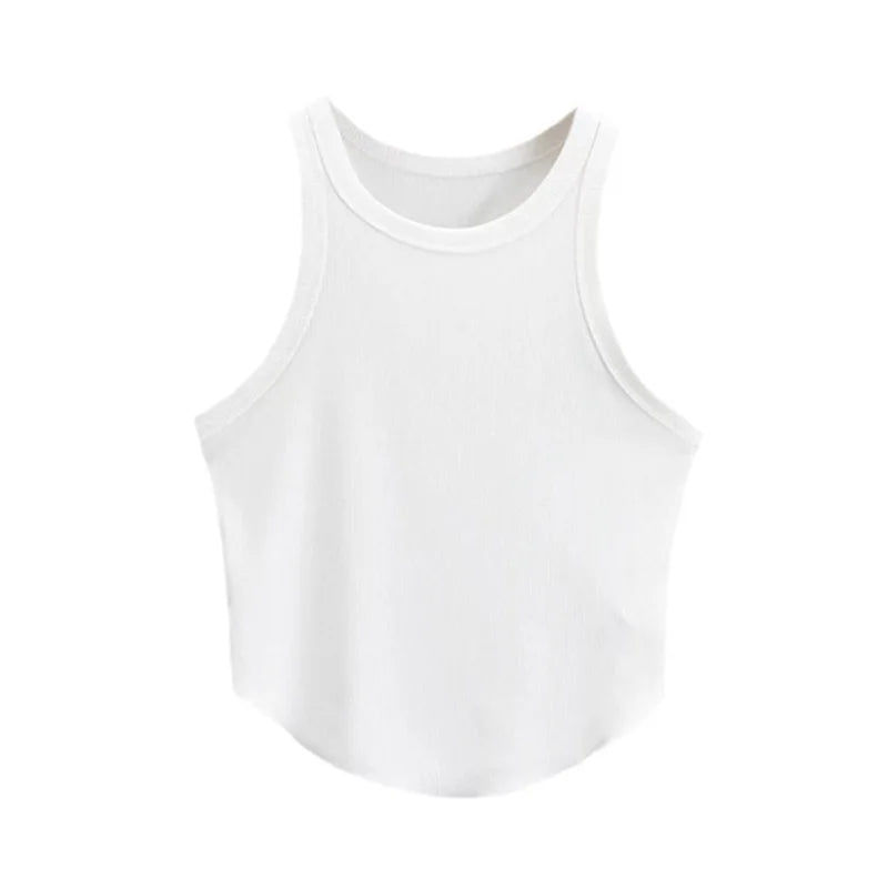 Knitted Crop Top Round Neck