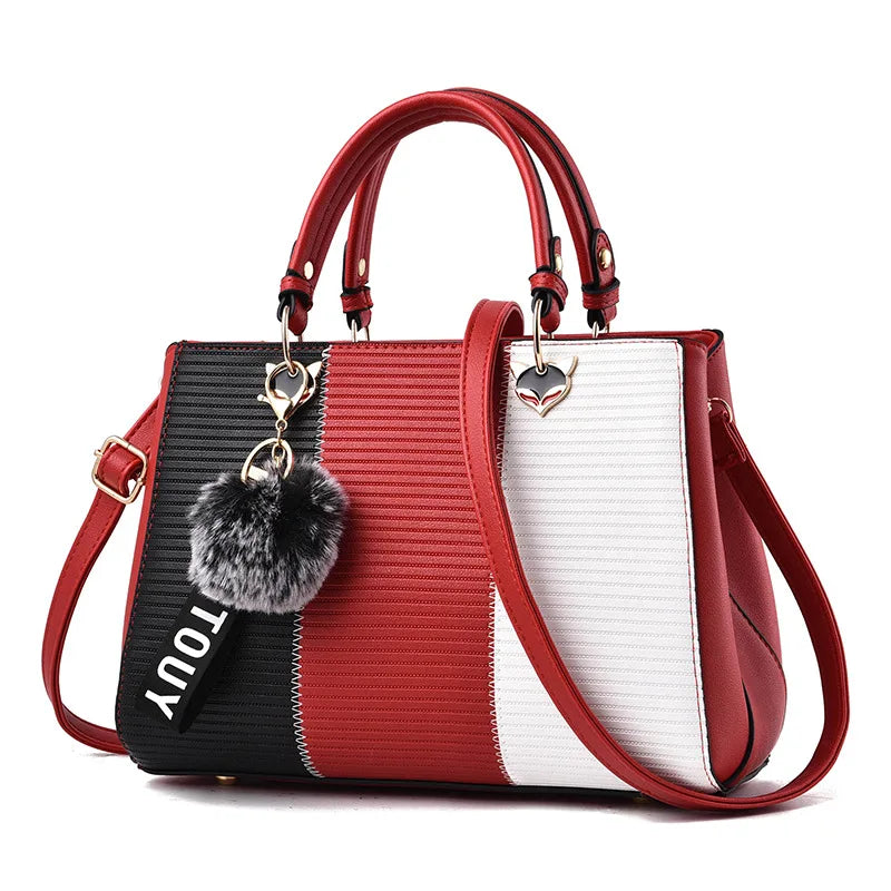 Korean Fashion trend design stripe hit color handbag shoulder bag
