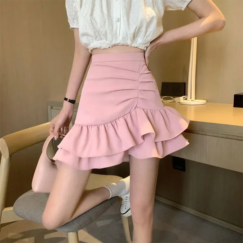 Trendy Ruffle Hem Mini Skirt