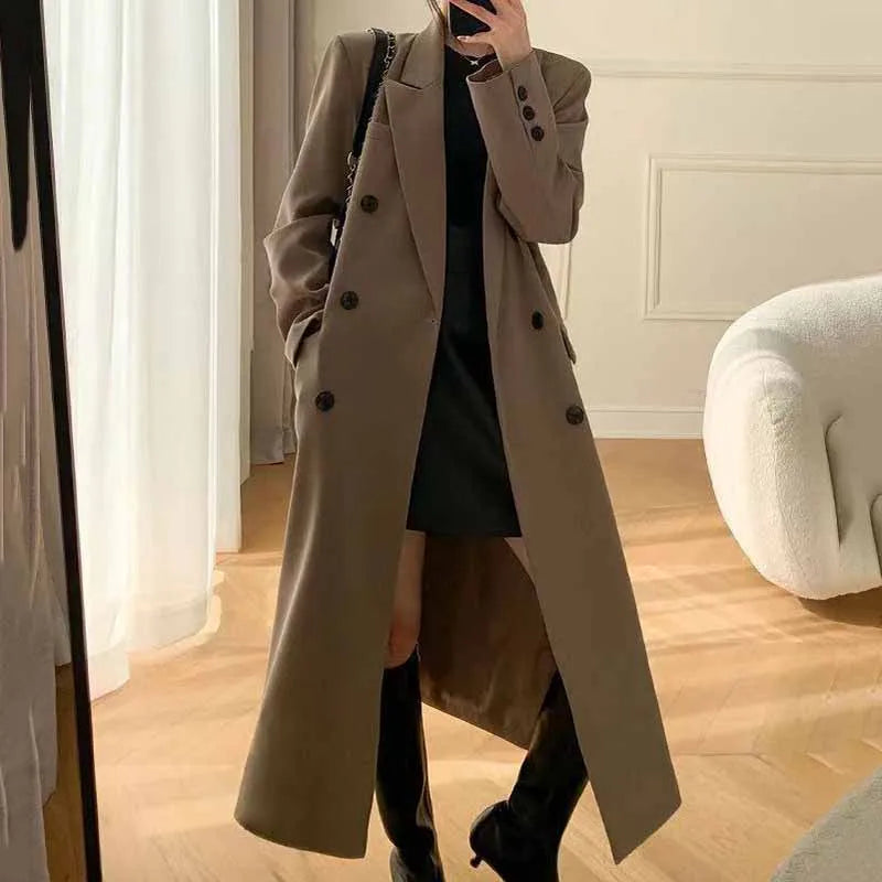 Korean Style Chic Long Blazer Coat