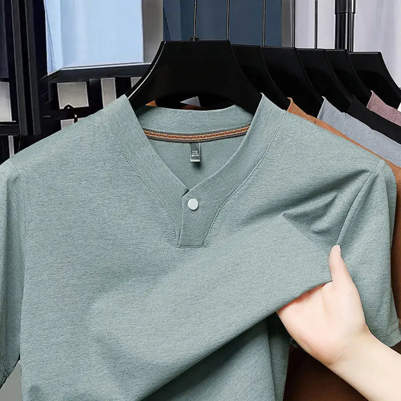 Men’s V-Neck Cotton Tee  Street Style Comfort L-4X