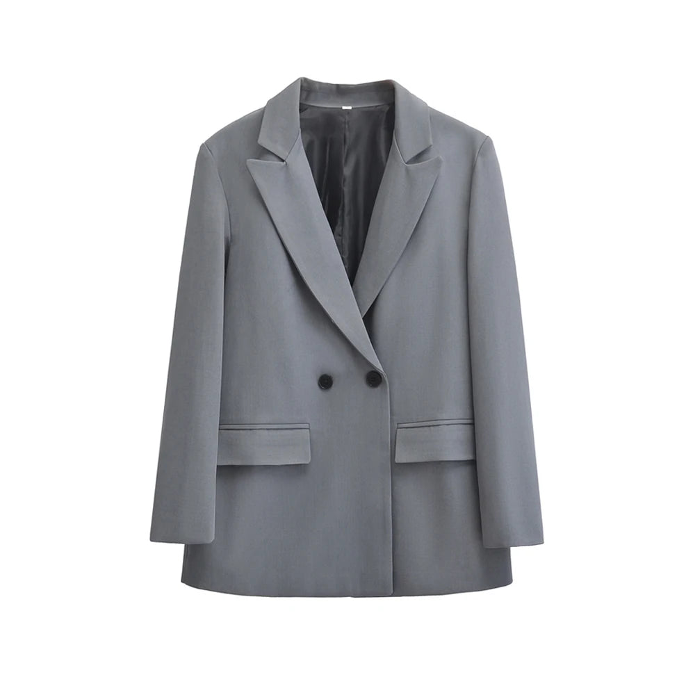 Trendy Double Breasted Blazer Workwear Style