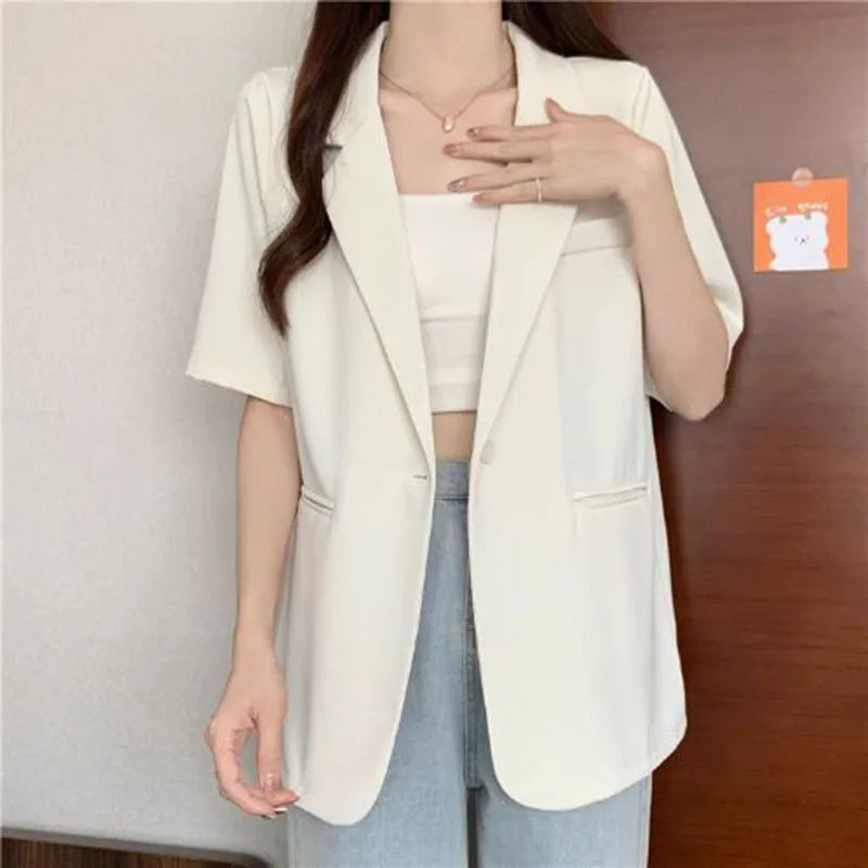 2025 Korean Summer Blazer Loose Short Sleeve Chic