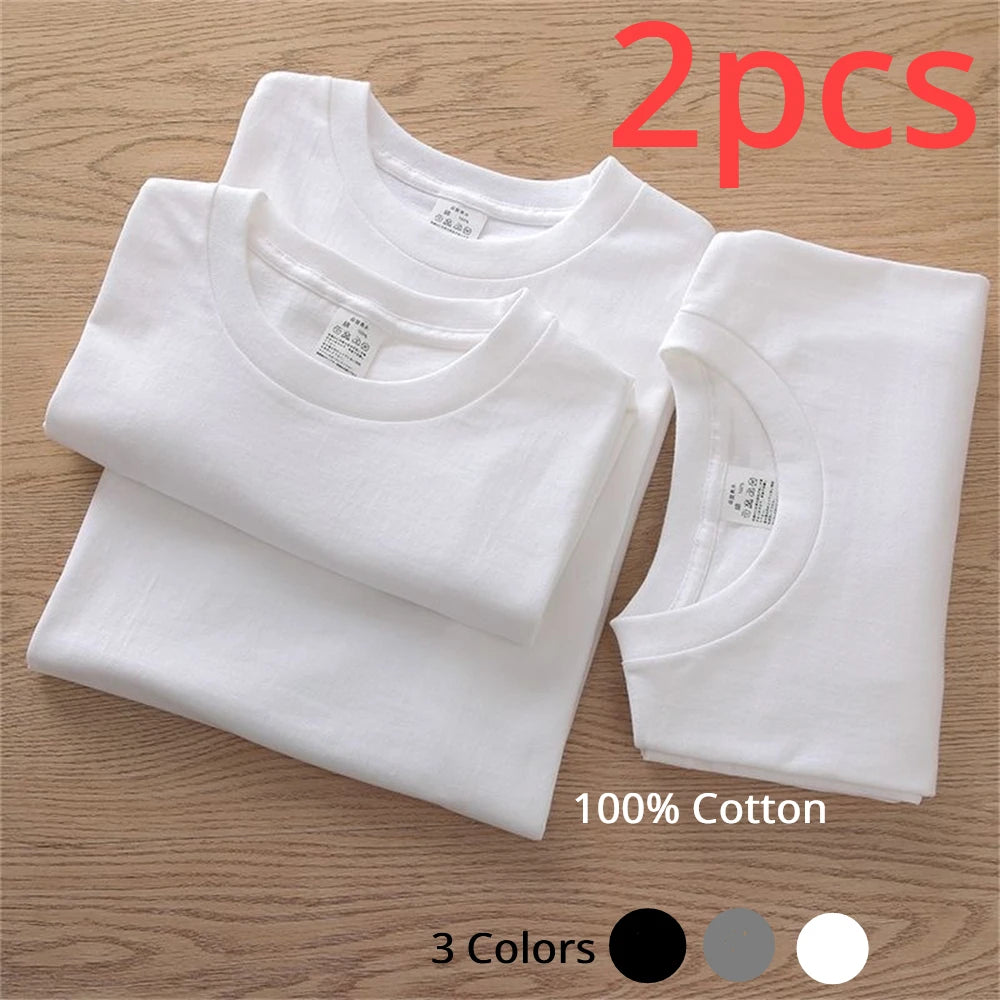 2PCS Cotton Solid Unisex T Shirts