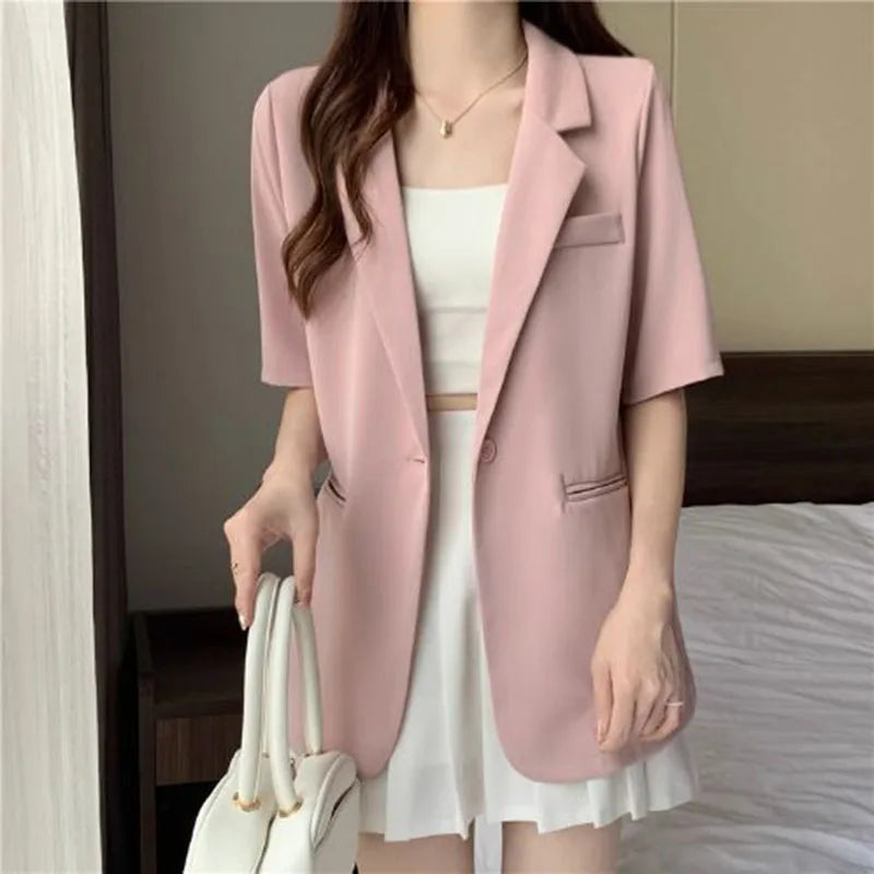 2025 Korean Summer Blazer Loose Short Sleeve Chic