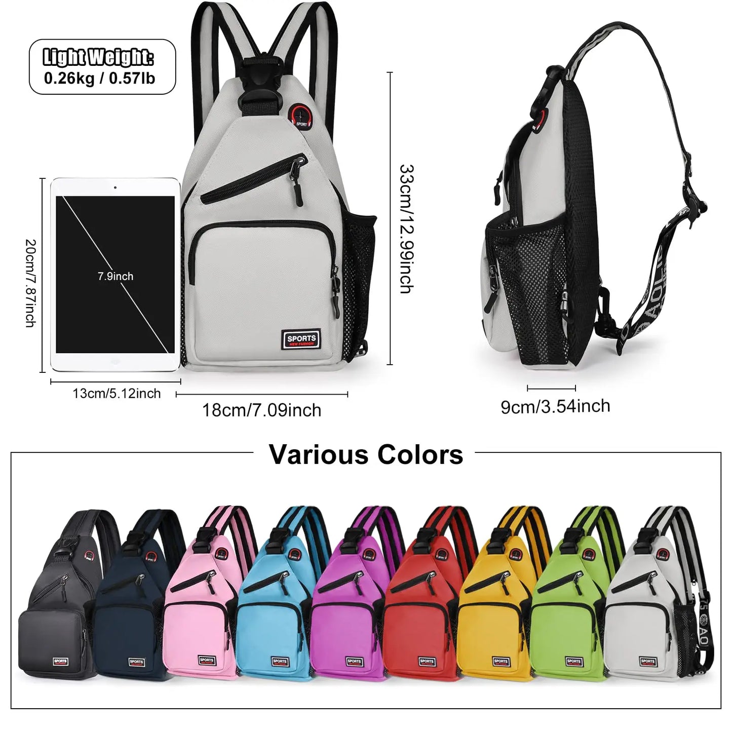 2 in1 Small Sling Backpack Waterproof Daily Chest Bag for Travel Hiking