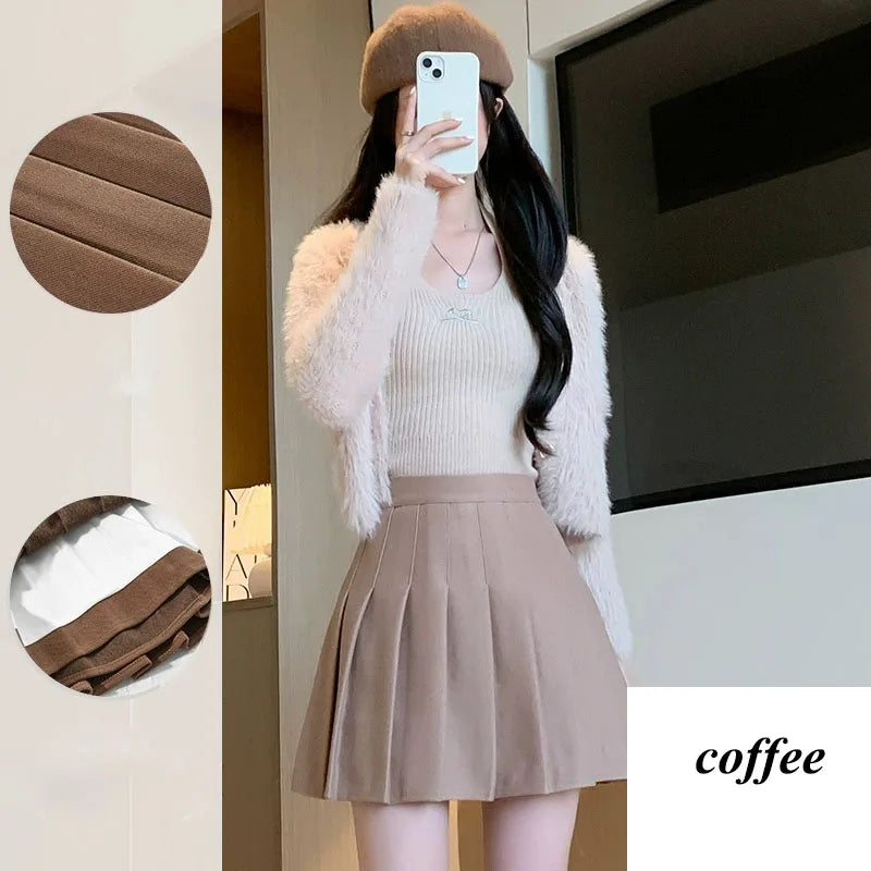 High Waist A-Line Mini Skirt Korean Preppy Side Zipper