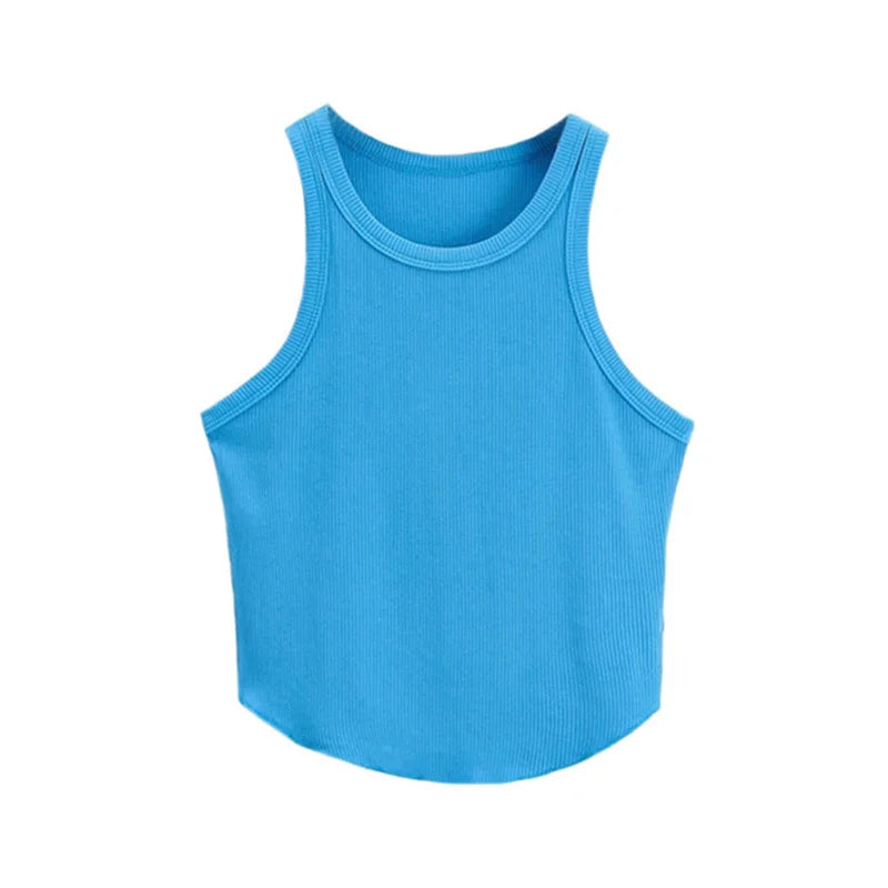 Knitted Crop Top Round Neck