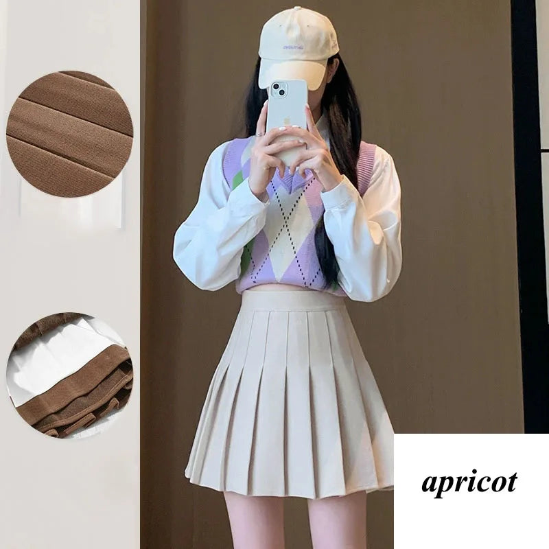 High Waist A-Line Mini Skirt Korean Preppy Side Zipper