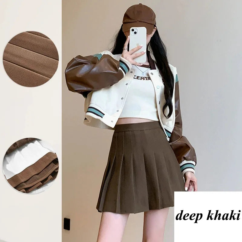 High Waist A-Line Mini Skirt Korean Preppy Side Zipper